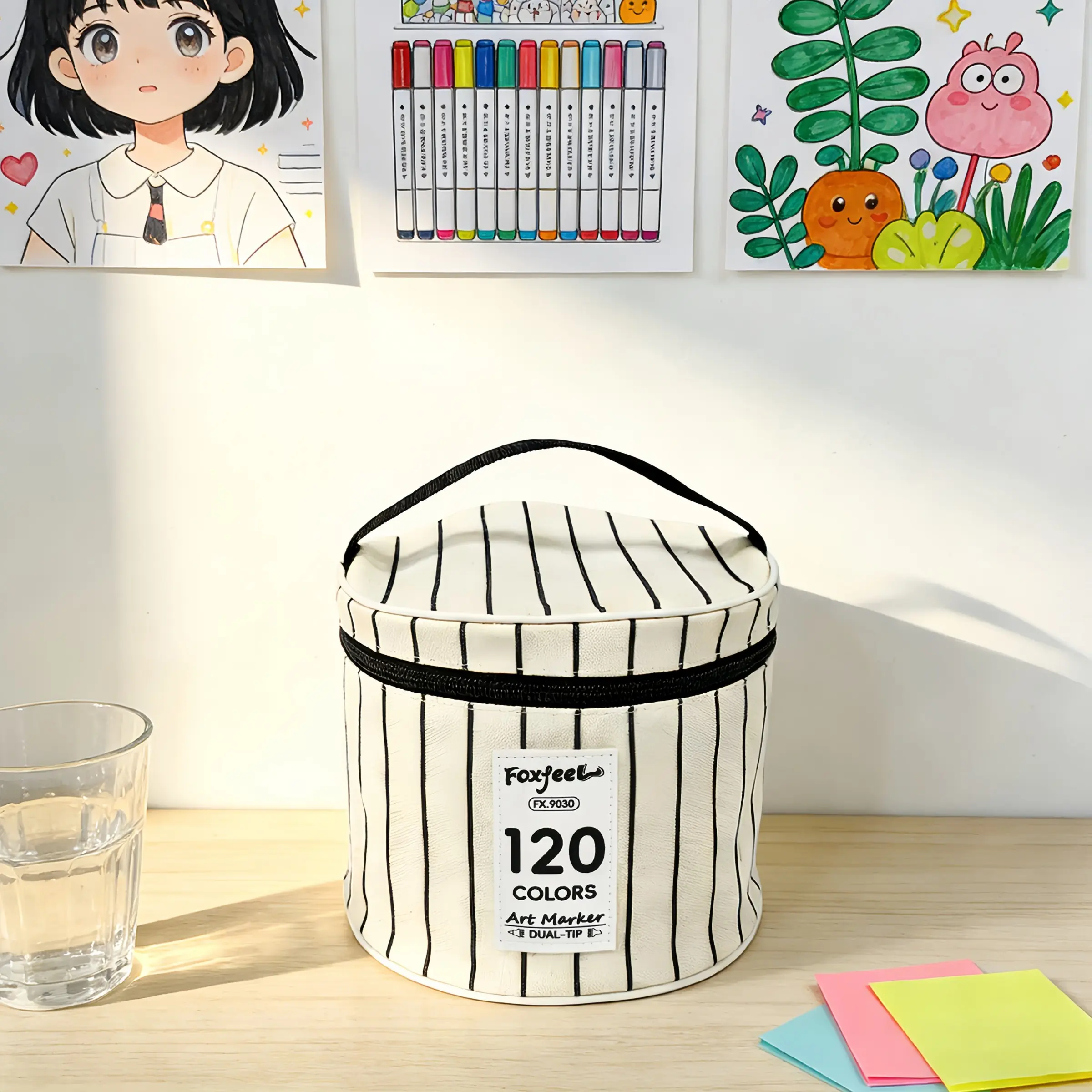 120 Color Dual Tip Professional Painting Markers, 2mm Detail Liner & 1-5mm Broad Marker, High Saturation Ink, Comfortable Grip, Portable Case