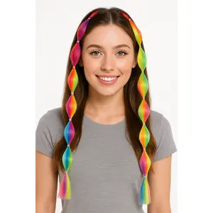 Vibrant Rainbow Bubble Braid Hair Extensions