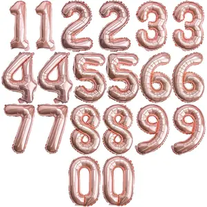 [20 ] 16" Rose  Foil Number Balloons (2 sets of 0-9) - Mylar Aluminum Hanging Decorations for Graduation, Birthday, Christmas &  Year's Eve Parties