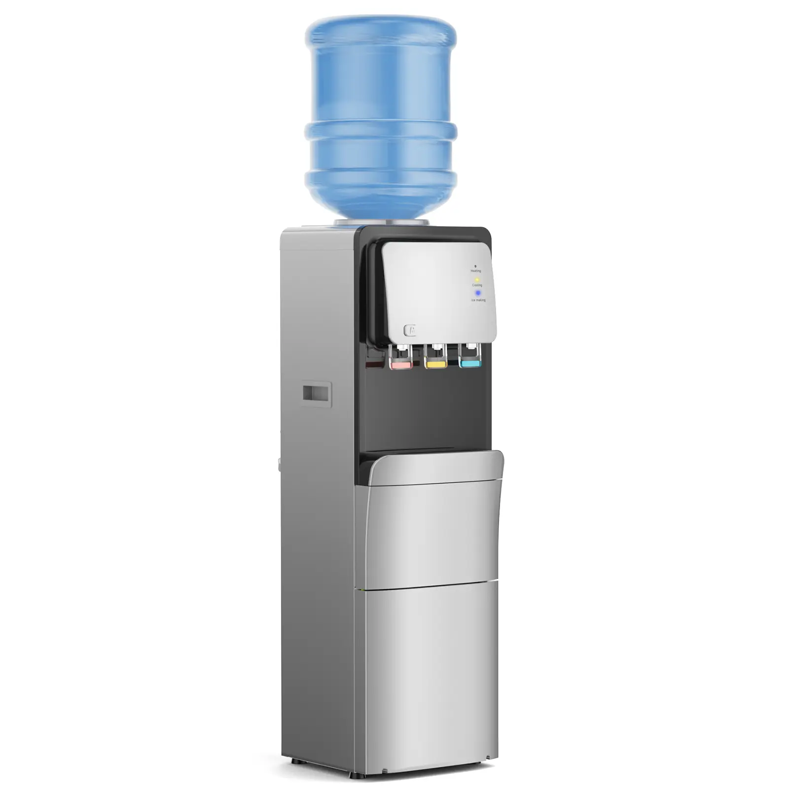 3-in-1 Top-Loading Water Cooler Dispenser with Bullet Ice Maker, Hot & Cold Water, 33 lbs/day Ice Production, 2/3/5-Gal Bottle Support, Child Safety Lock, Quiet White Unit for Home, Office