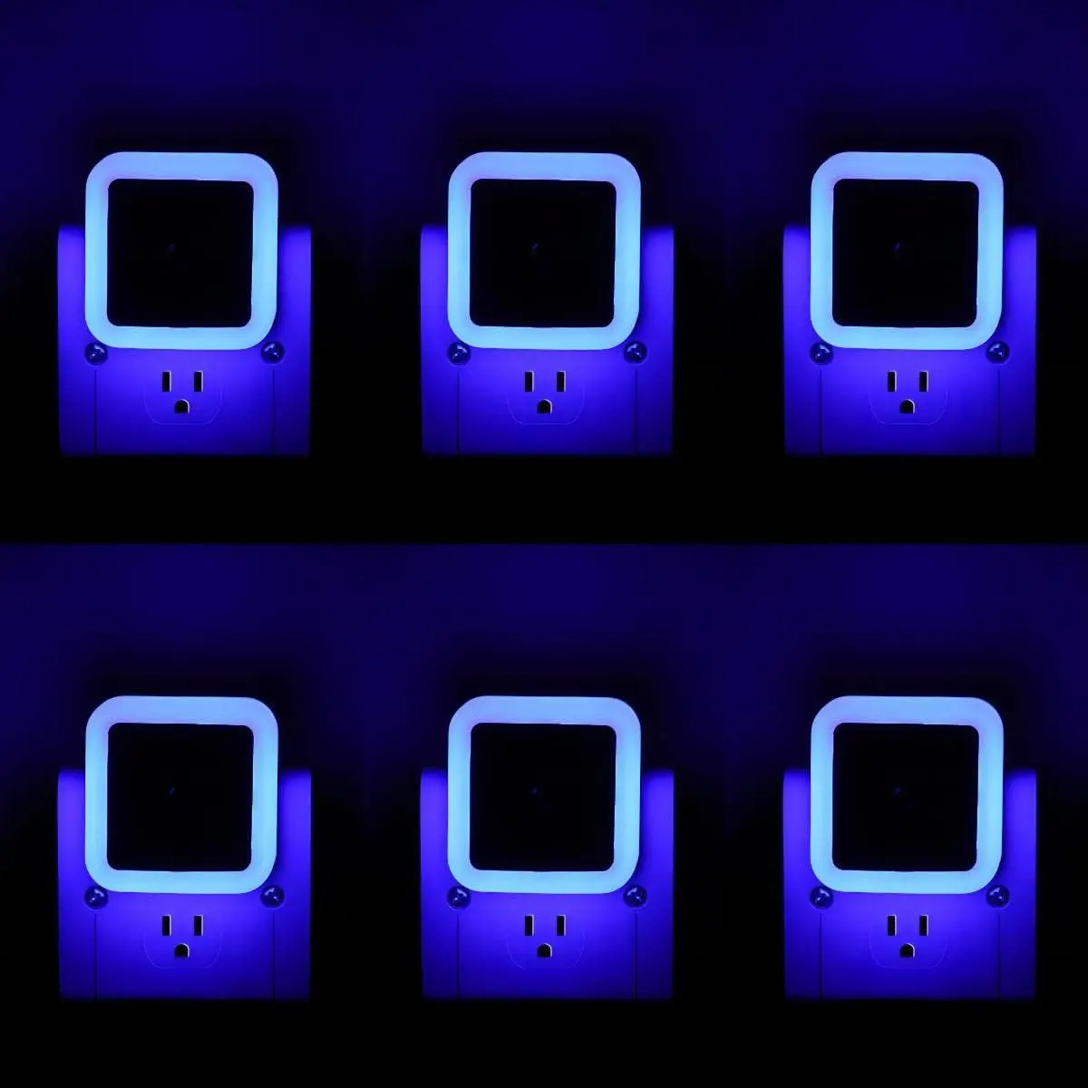 6 Pack Blue LED Night Light Plug in, Dusk to Dawn Sensor Automatic On and Off, Energy Efficient, Soft Glow , , Bedroom, Bathroom, Hallway, Stairs, Kitchen