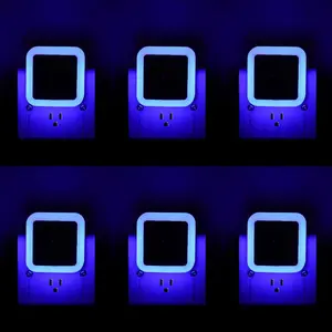 6 Pack Blue LED Night Light Plug in, Dusk to Dawn Sensor Automatic On and Off, Energy Efficient, Soft Glow , , Bedroom, Bathroom, Hallway, Stairs, Kitchen