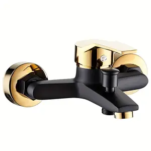 Luxurious Black & Golden Triple-Handle Bathroom Faucet - Hot & Cold Water, Easy Install, Perfect for Christmas/Halloween Gift