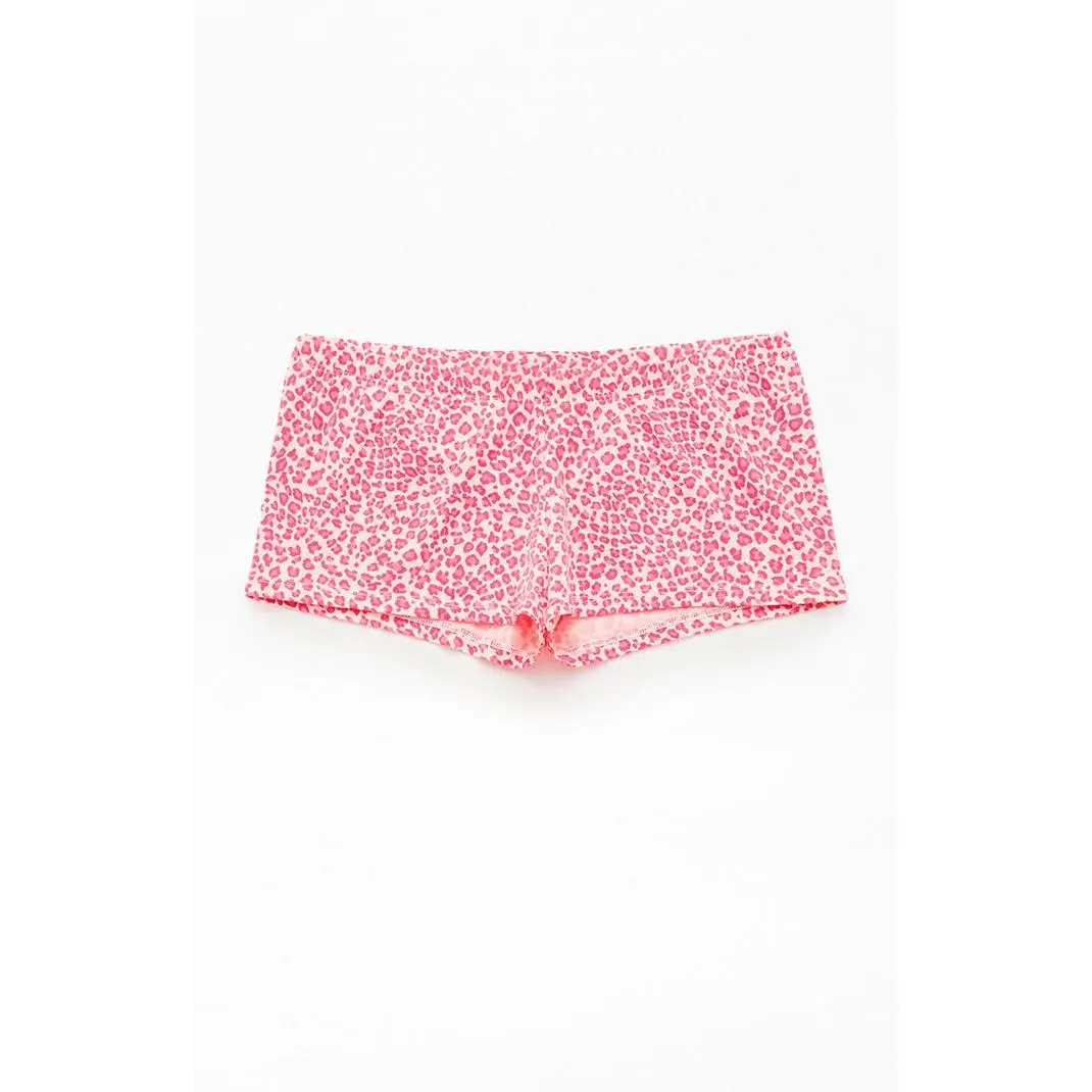 John Galt Women's Pink Leopard Boxer Shorts