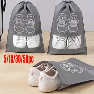 5/10/30/50 PC drawstring shoe storage bag Organiser, dust-proof pocket, vacuum dust removal, made of non-woven fabric material, is very suitable for business travel, business trips and wardrobe organization