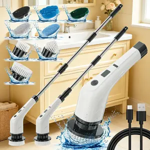 【Super Electric】- Electric Spin Multifunctional Spin Cleaning Brush, IPX7 Waterproof Electric Scrubber with 8 Different Brush Heads, Safe to Use in Wet Bathroom Shower Tub and Kitchen Wet Areas bathtub tool