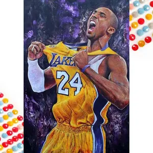5D DIY Full Drill Round Diamond Painting - Diamond Pattern Design Diamond Painting Kit Basketball Jersey Mosaic Canvas DIY Wall Art, Home Wall Decoration