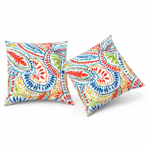 Outdoor Throw Pillows – Set of 2 Waterproof Patio Cushions 18x18, Fade Resistant UV Protected Decorative Pillows for Garden Furniture, Weatherproof Square Pillows for Porch Balcony Poolside