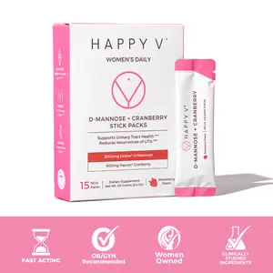Happy V D-Mannose + Cranberry Stick Packs – Prevent & Fight Urinary Tract Infections for Women Healthcare Edible