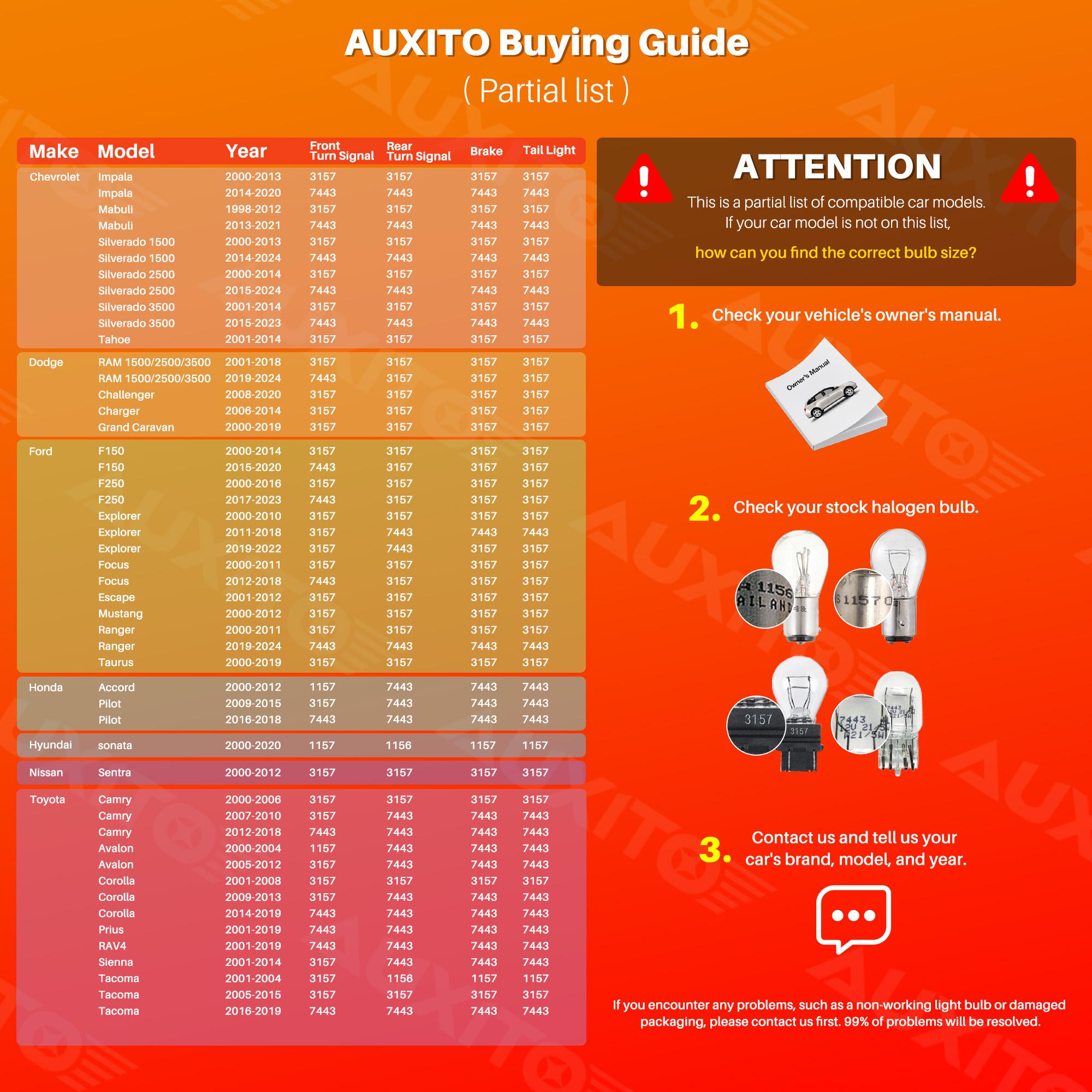 AUXITO 2026 Upgraded Red LED Strobe Tail Brake Light Bulb, CANBUS Ready 7440/7443 OR 3156/3157 LED Flashing Stop Bulbs (Not Universal), 3800LM 400% Brighter Plug and Play,for Backup Light Tail Light Brake Light Turn Signal Light Parking Light, Pack of 2