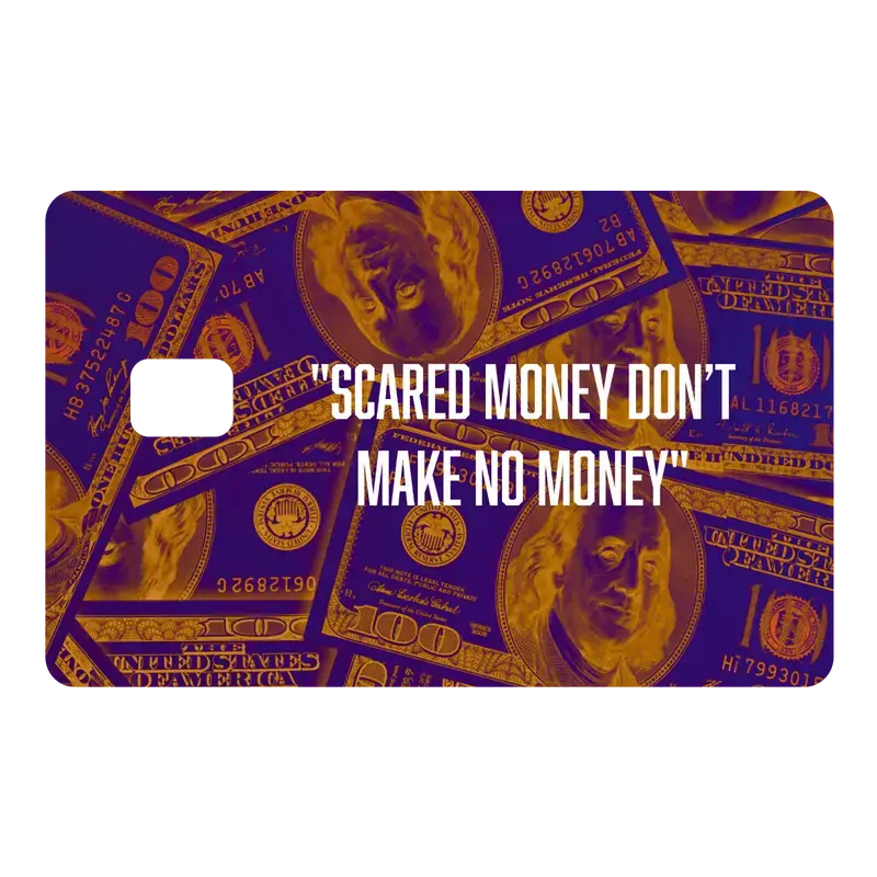 2 PACK Scared Money Card Skin, Funny Meme Vinyl Decal Sticker