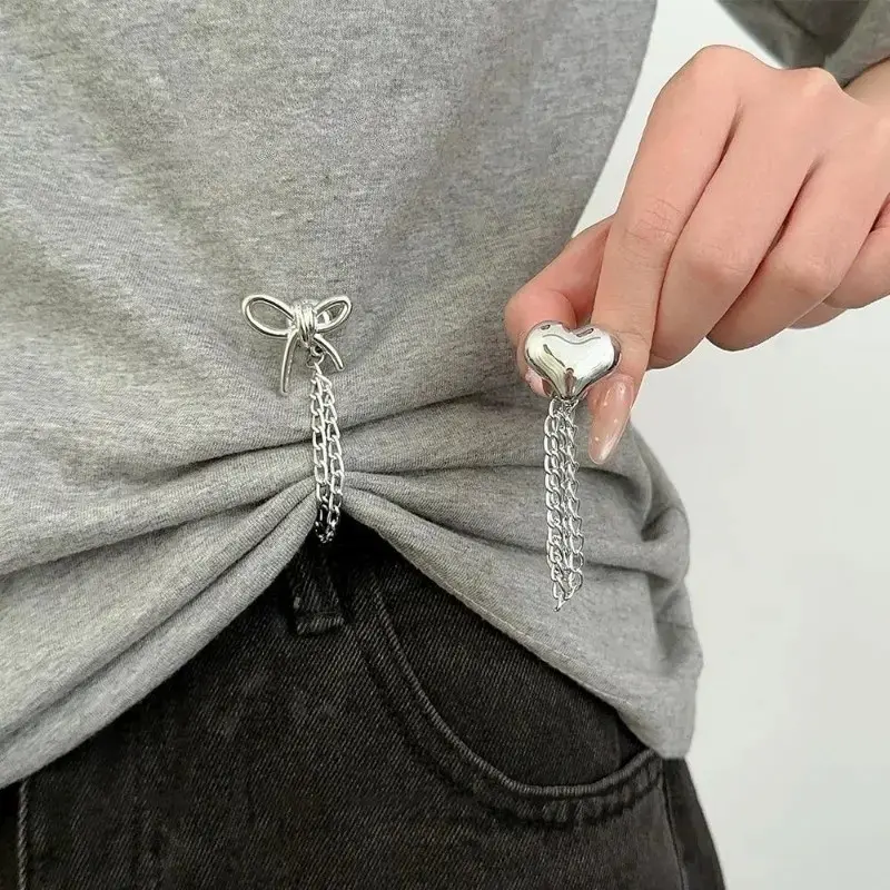 10pcs Adjustable Pant Hem Chain Clip, No-Sew Anti-Dragging Trouser Leg Fixator, Detachable Alloy Pin Buckle Hem Shortener For Wide Leg Pants, Jeans, Skirts & Clothing Cuff Decoration, Fashion Adjustable Pants Chain Accessory, Versatile