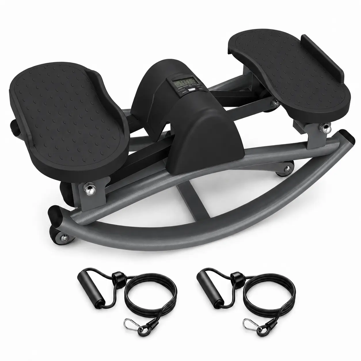 Lateral Stepper for Exercise-Rocking Stepper Machine with Resistance Bands & Anti-Slip Mat and LCD Monitor, Professional Stair Stepper for Home Workout