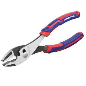 WORKPRO Slip Joint Pliers Tool, Large Soft Grip,Rust Prevention Finish, 3-Zone Serrated Jaw Forged from High Carbon Steel for Maximum Grip