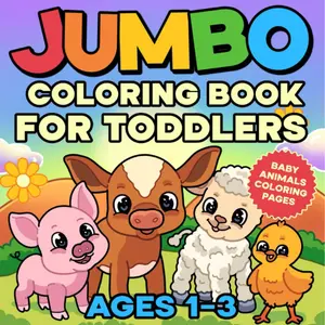 Jumbo Coloring Book for Toddlers 1-3: My Very First Big and Easy Baby Animals Coloring Pages