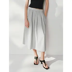 URBAN REVIVO 2026 Spring New Arrival Women's Casual Elastic Waist High Waisted Oversized A-Line Midi Skirt UWM550036 A-Line Skirts WomensWear