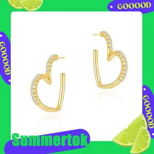 KINHOPI Gold Stud Earrings for Women Gold/Silver/Rose/Black Color Plated Heart Hoop Earrings Lightweight Hoops Gifts