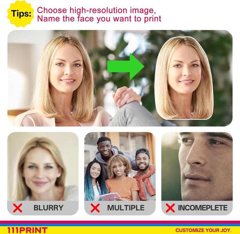 Custom Big Head Cutout, Face on a Stick, 11 Sizes 6'' up to 48", Hat Options, Personalized Life Size Cardboard Cutouts, Party Decor, Birthday, Wedding, Upload Your Photo, 1 PC