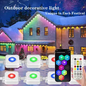 50 Ft Permanent Outdoor Eaves Lights IP67 Waterproof Smart RGB with App Infrared Remote Control DIY Scene Modes for House Roof Garden Christmas Holiday Decor