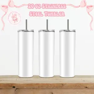 20 oz skinny tumbler with straw Water Bottles Drinkware Reusable Stainless Steel