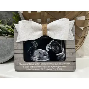 New Grandparents Gift Pregnancy Reveal Frame Best Parents Get Promoted To Grandparents Frame  Baby Announcement To Parents