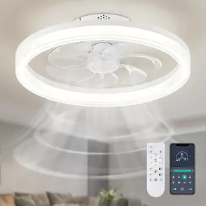 Ceiling Fans with Lights, 20" Low Profile Dimmable lED Ceiling Fans for Bedroom Kitchen Dining Room Modern Flush Mount Ceiling Lamp with Remote Excellent Gifts for Christmas New Year