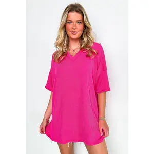 Off the Clock V-Neck Rib Knit Short Sleeve Top - FINAL SALE