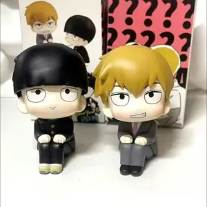 Anime Mob Psycho 100 Figures Gk Reigen Arataka Q Edition Kawaii Sitting Palm Series Model Doll Desktop Ornaments Collectible Toy
