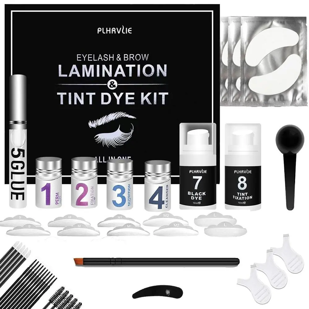 Eyelash & Eyebrow Kit, Professional Eyelash Perm Kit & Eyelash & Eyebrow Set, Quick Lifting & Voluminous Coloring with Complete Tools, Makeup, Cosmetic