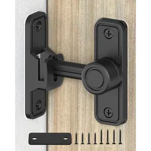 Heavy-Duty Barn Door Lock & Sliding Door Lock 90/180° Flip Privacy Latch Extra Thick Zinc Alloy for Bathroom Bedroom Shed Cabinets Garden Gate Pet House Includes Screws & Spacer Black 1PC
