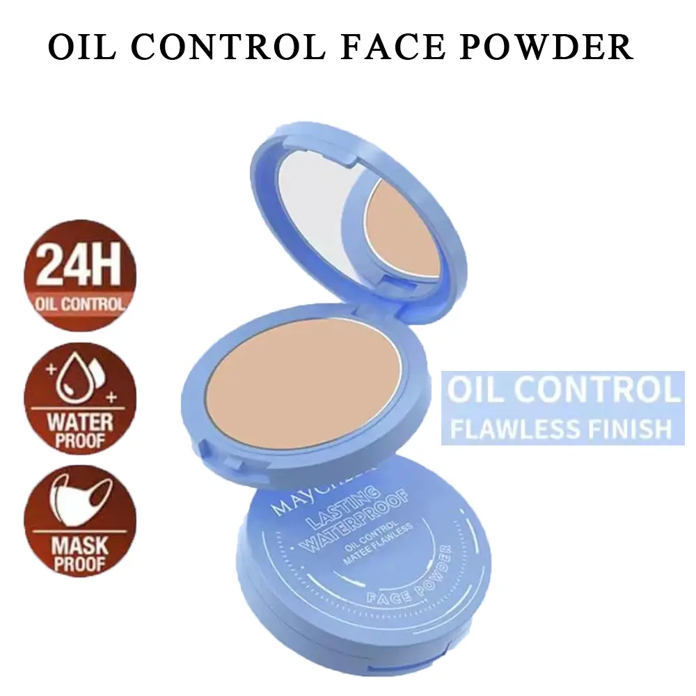 Maycheer Face Powder- Lasting Waterproof Face Powder-Maycheer Setting Powder Oil Absorbing Compact for Face (02, M)