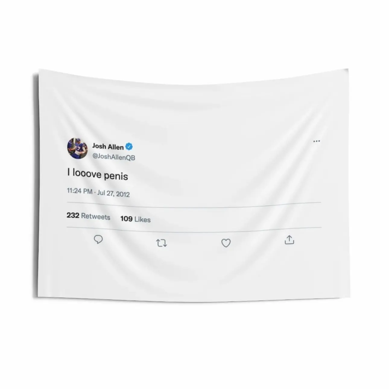 Josh Allen Tweet Tapestry | Funny Dorm Decor Wall Tapestry, Fabric Wall Hanging for Bedroom, Dorm Room, Living Room and Apartment Decor, Lightweight Indoor Wall Art