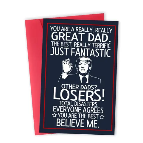 Personalizable Funny Father’s Day Greeting Card - "You Are Really Great Dad" "Trust Me" Appreciation Note, Premium Office Stationery, Blank Inside Add-On Fathersdaygift (Birthday Option)