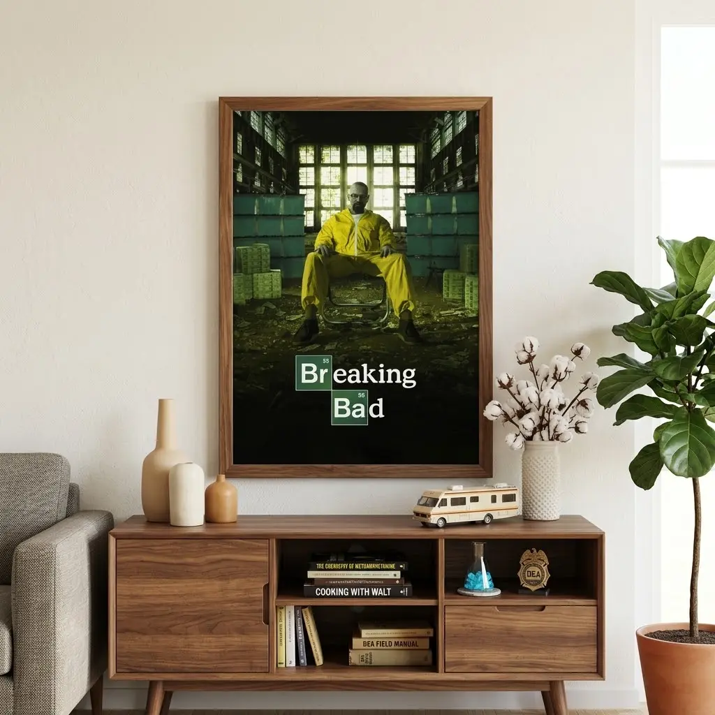 Breaking Bad Poster No Frame, Crime Drama TV Wall Art, Vintage Chemistry Inspired Print, Dark Movie Room Decor, Fan Gift Artwork