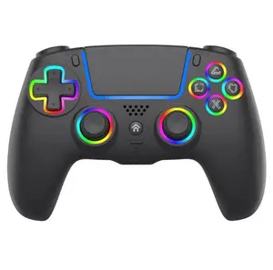 Anti-Drift PS-5 Pro Controller Hall Effect  Dual Vibration Turbo 6 Axis Gyro 7 RGB Colors Programmable Headset Jack 1000mAh Battery Wireless Adjustable Gamepad