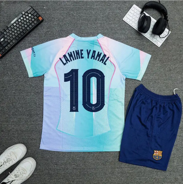 Barcelona No. 10 Turquoise Soccer Jersey – Premium Breathable Football Fan Shirt for Men & Women