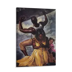 Black Family Canvas Wall Art, Emotional Figurative Painting Print, African American Inspirational Artwork, Modern Cultural Canvas Decor, Powerful Family Portrait Art, Textured Living Room Wall Decor, Contemporary Black Art Print