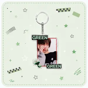 GREENGREEN KPOP Inspired Photo Card Acrylic Keychain Custom Idol Photocard Keyring Korean Pop Fan Gift Backpack Charm Cute Accessory