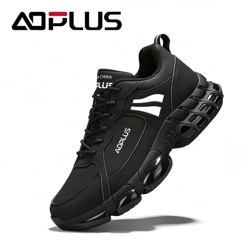 AOPLU Sunisex Black-On-Black Casual Trainers -Minimalist style General Shoes with Breathable Fabric Upper, Air Cushion Sole, Laces, All-Day Comfort for Walking, Everyday wear, Commuting, Travel with ease,Versatile Walking Shoes
