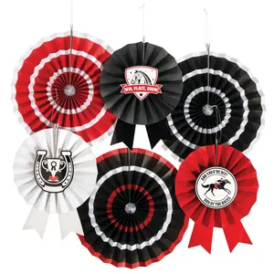 10" - 14" Derby Paper Hanging Paper Fans - 6 Pc.