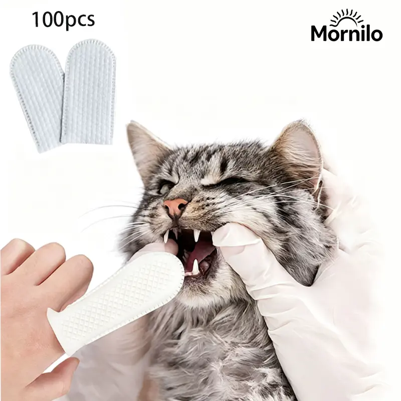 100pcs Pet Grooming Kit for Dogs & Cats, Finger Toothbrush & Eye Ear Cleaning Wipes, Pet Dental Care Kit, Non Electric Oral Care Supplies, Dog Cat Grooming & Hygiene Accessories, Microfiber Cleaning Wipes for All Breeds & Sizes