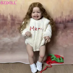 BZDOLL 60 CM 24 Inch Reborn Baby Soft Vinyl Cloth Body Smiling Girl Doll Princess Toddler Newborn Bebe Artist Collection