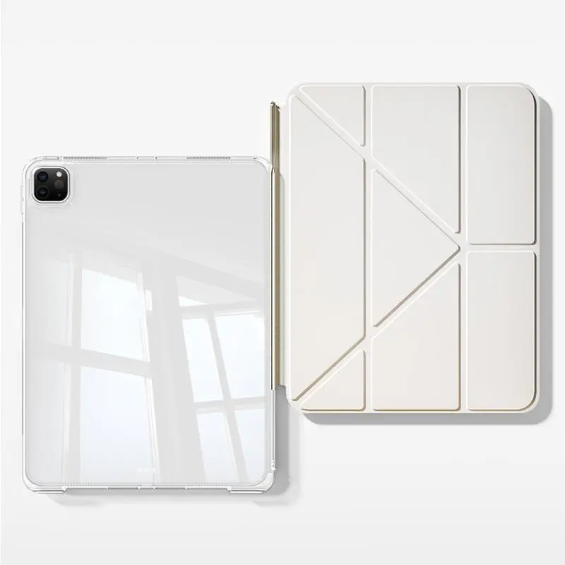 Detachable 2-in-1 HD Transparent Tablet Case, 1 Count Foldable Tablet Protective Cover, Tablet Accessories Compatible with iPad Air Pro Series, Tablet Stand Holder