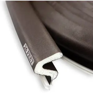 Kerf Weather Stripping Door Seal Strip 26 Ft Q  Door Weatherstrip Seal with Slot Card Slot Installation, Easy Cut to Size (Brown)