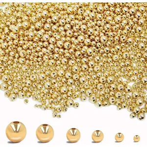 14K Gold Beads 300pcs Seamless Round Beads for Jewelry Crafts Decorative Necklace Making (3MM)