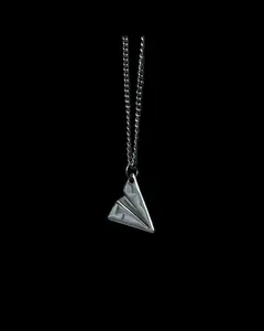 Silver Paper Airplane Pendant Necklace, Nontarnish Waterproof Sweatproof