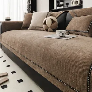 Soft Chenille Sofa Cushion Cover, All-Season Universal Fit, Non-Slip Durable Washable Living Room Protector, Comfortable Home Decor Accessory, Sofa Slipcover