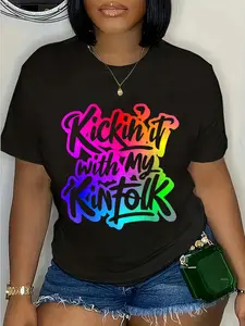 100% Cotton Kickin' It With My Kinfolk Funny Family Reunion Tee T-Shirt