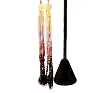 @sierrasearrings Handmade beaded dangle/fringe earrings. Using pearlescent white, pastel lilac, iridescent purple, deep royal purple, black, and white abalone shell beads. Hypo-allergic and Nickel free. Handmade by @sierrasearrings