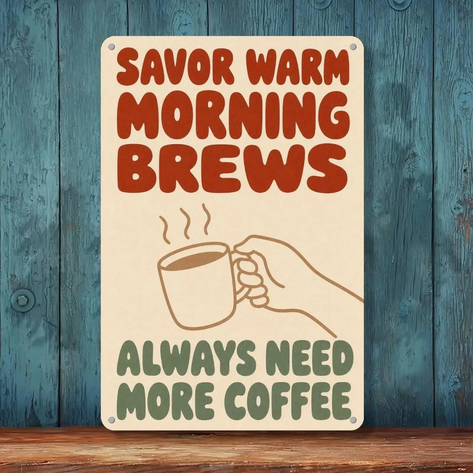 8x12in Minimal Line Art Iron Tin Sign - Hand Holding Coffee Cup Design, Coffee Lover Retro Wall Decor, Warm Morning Vibe Plaque for Cafe Kitchen, Home Supplies Gift Ideas